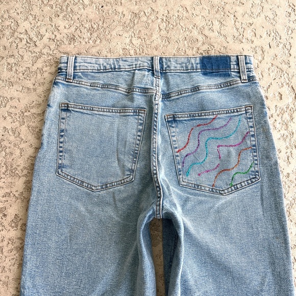 Wild Fable Jeans Size 12 Doodle 90s Relaxed Straight High Rise Y2K Rave Retro - Picture 5 of 10